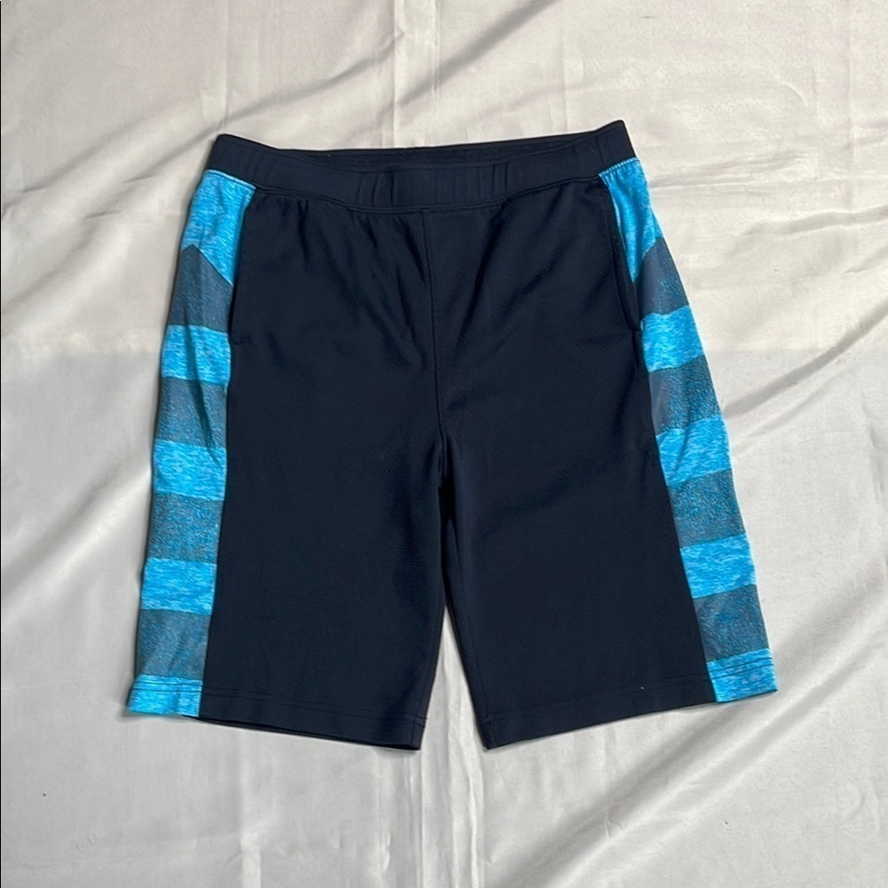 Black and Blue Striped Athletic Shorts